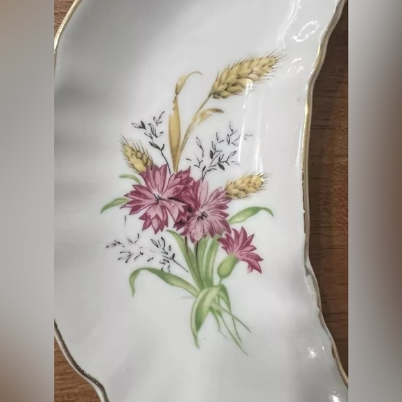 Vintage Bone Dish Crescent Moon Set 2 Chadwick Japan MCM Floral Gold Witchy Read - Picture 8 of 12